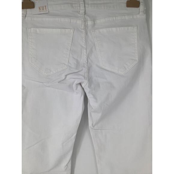 Kut From The Kloth Women's 6P White Amy Crop Straight Leg Jeans Frayed Cuff G4-8 - Picture 5 of 11